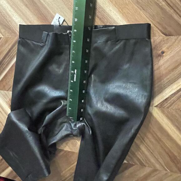 Alice + Olivia Pants Front‎ Zip Lamb Skin Leggings Sz 10 Black Elastic Waist NEW - Picture 4 of 11
